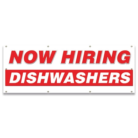 Signmission Now Hiring Dishwashers Banner Apply Inside Accepting Application Single Sided B-96-30234